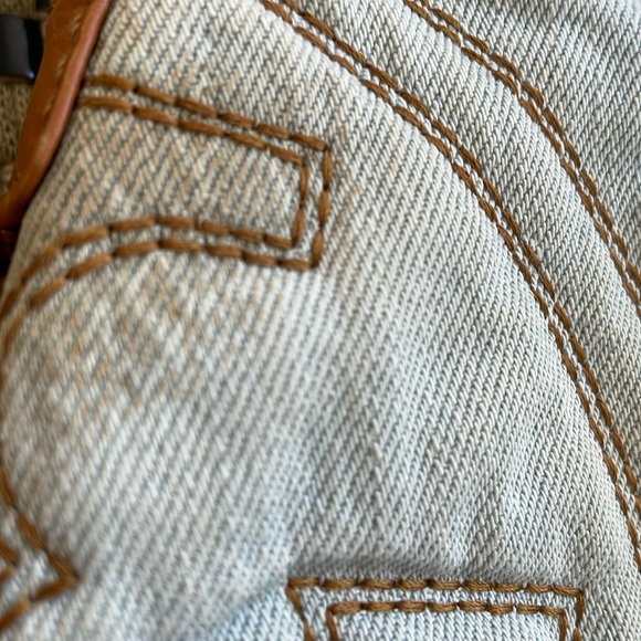 Tory Burch Large Denim and Brown Satchel Removable Crossbody Strap - Picture 14 of 16